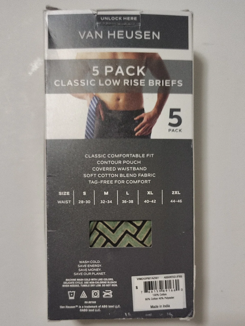 Van Heusen Men's Classic Low Rise Briefs - 5 Pack - Size S 28-30